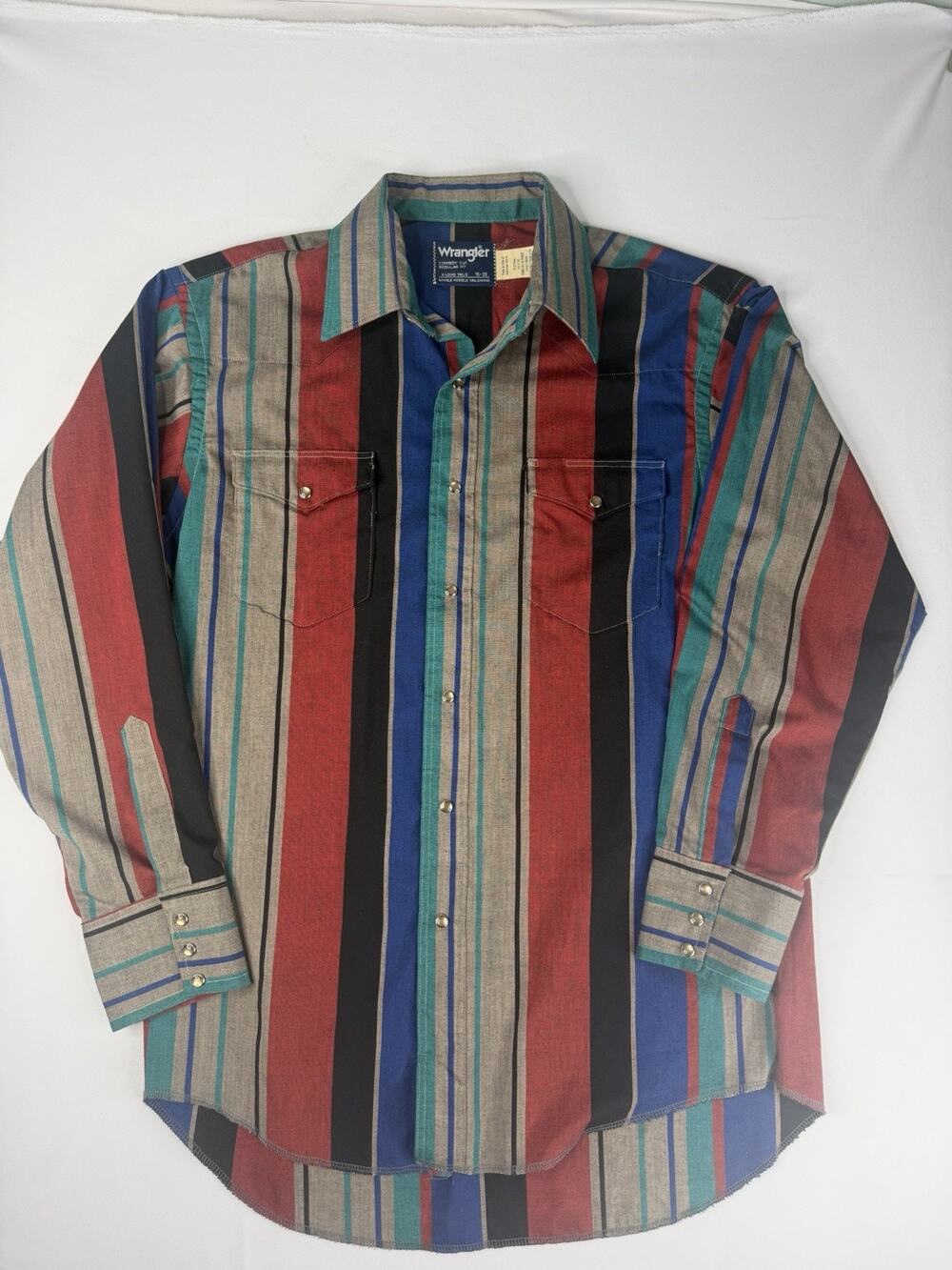 VTG 90s Wrangler Pearl Snap Western Shirt Mens 16x33 Striped Regular Fit USA